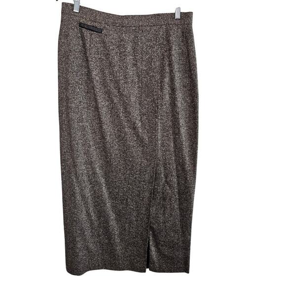 Conrad C Vintage Skirt Women Size 14 Brown 90s Midi Silk Wool Preppy Academia - Picture 1 of 10